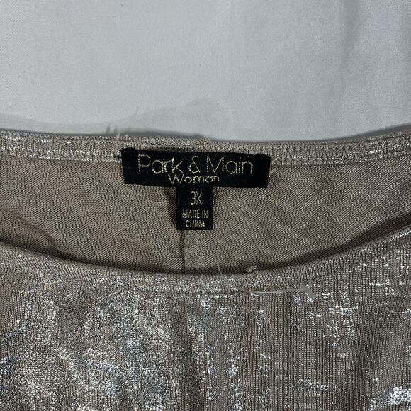 Park & Main Women’s Gold Shimmer Sleeveless Blouse Top Plus Size 3X - Picture 3 of 5